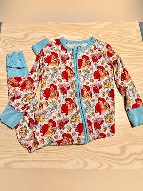 Blush Lotus Ariel Print Light Blue Bamboo Zippy Pajamas Size 18-24 months